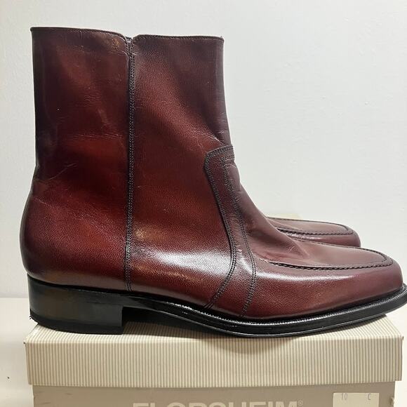 Florsheim Essex Moc Toe Zipper BEATLES Boot VINTAGE Black Cherry Mens Size 10 - Picture 3 of 15